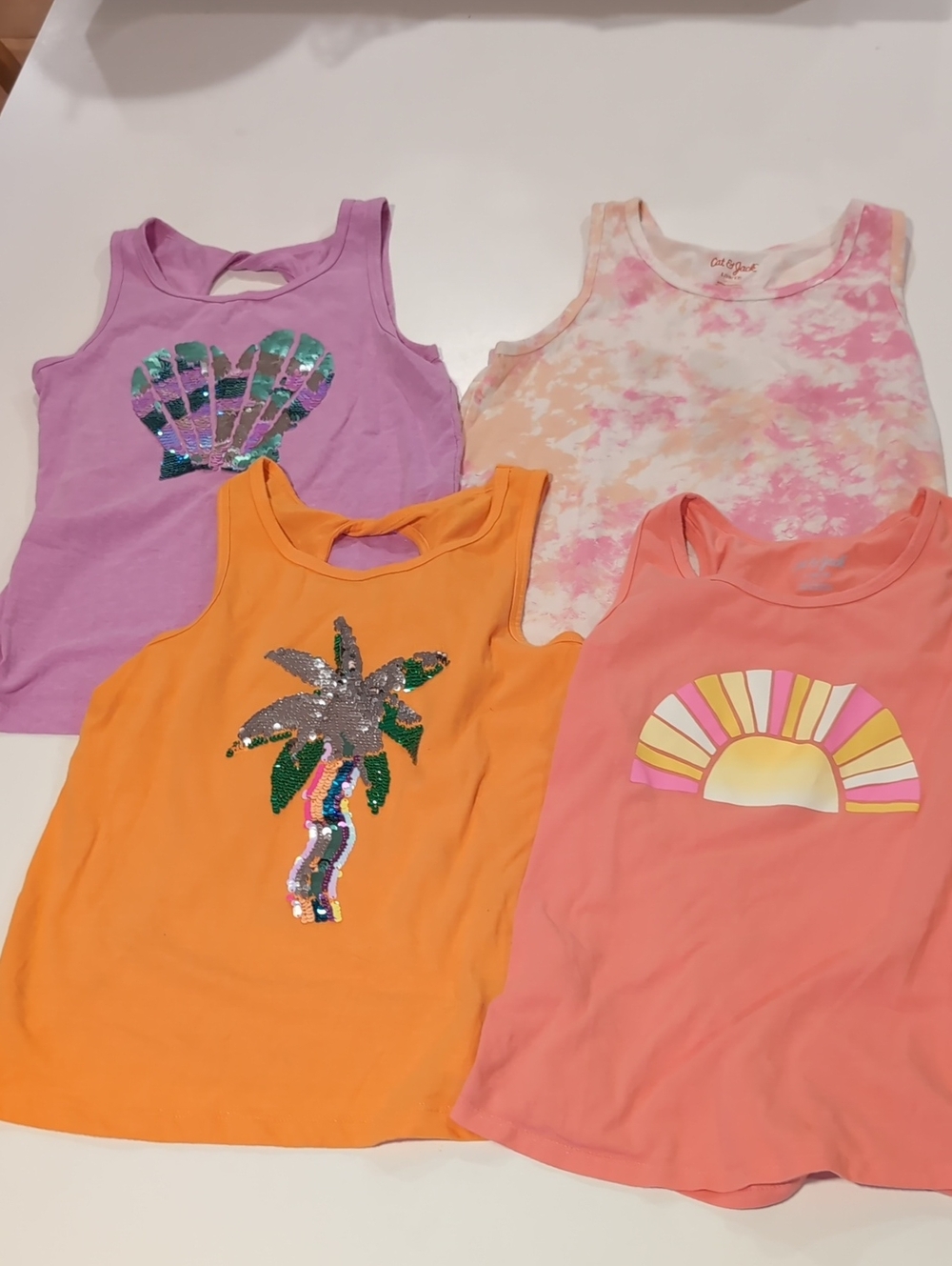 Girls Sleeveless Tank Tops - Multicolor Summer Pack